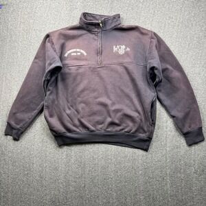 Vintage GAME Workwear Pullover Mens Medium Navy SF Fire Fighters Local 798 VTG